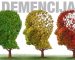 Memory loss and brain aging due to dementia and alzheimer's disease as a medical icon of a group of color changing autumn fall trees shaped as a human head losing leaves on a white background.